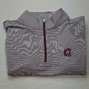 Peter Millar Burgundy and White Striped Pullover Troy Trojans Size Xl